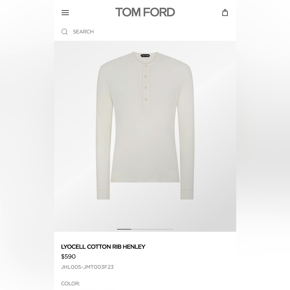Men’s Large -Tom ford Henley Shirt - Size 54